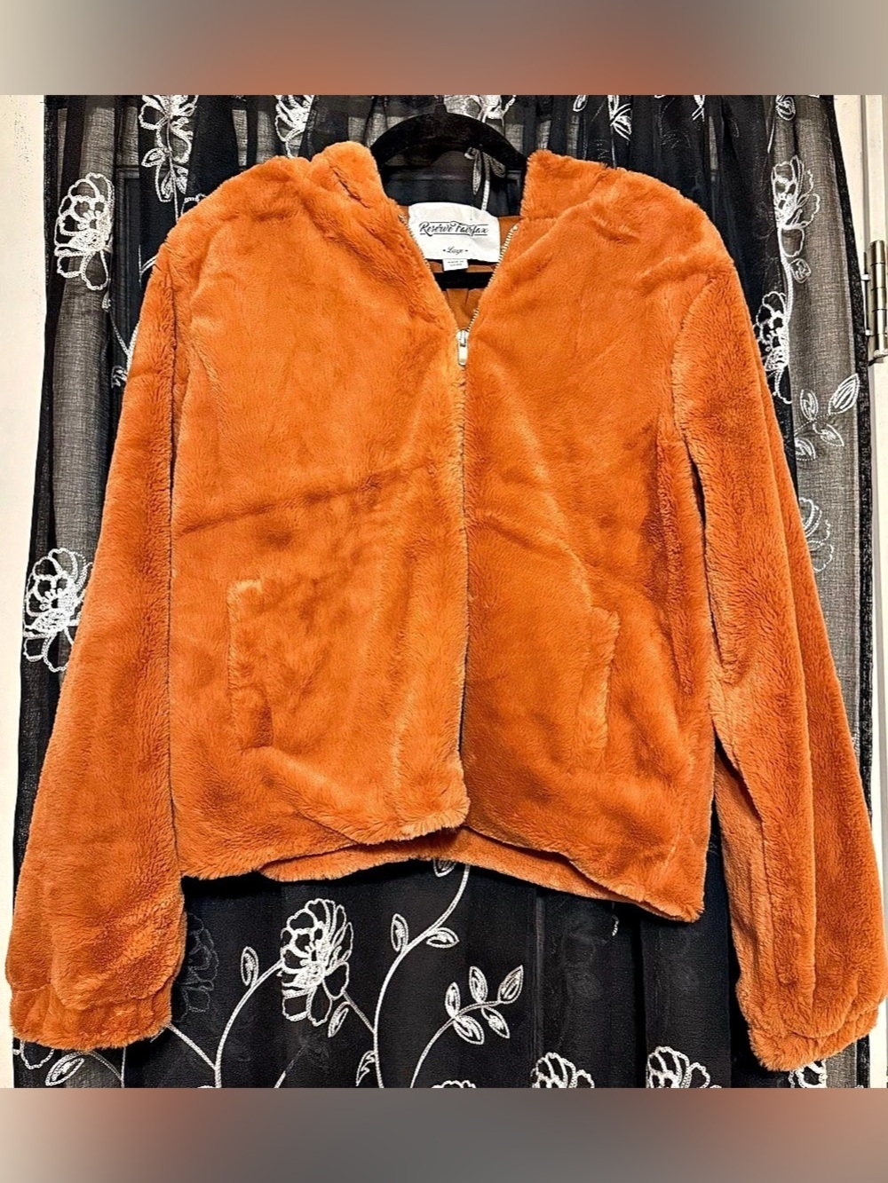 Reserve Fairfax Orange Faux Fur Teddy Jacket Large
